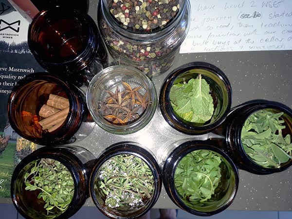 herbs an spices for a wine tasting